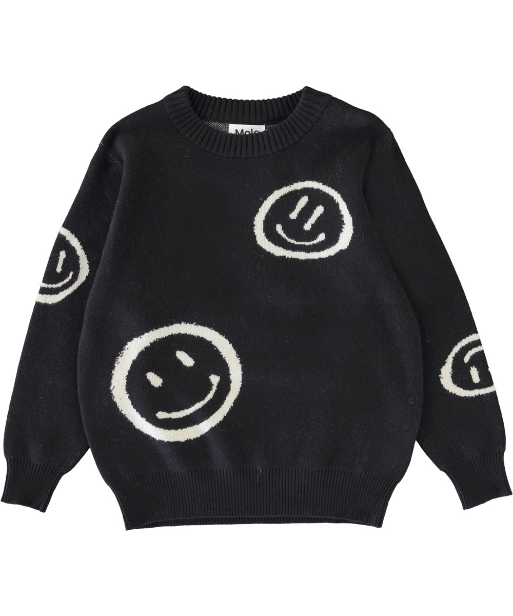 Bello - Black - Schwarze Strickpullover mit Smileys