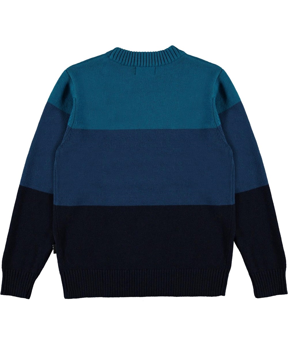 Berge - Tricolore - Blau gestreifter Strickpullover