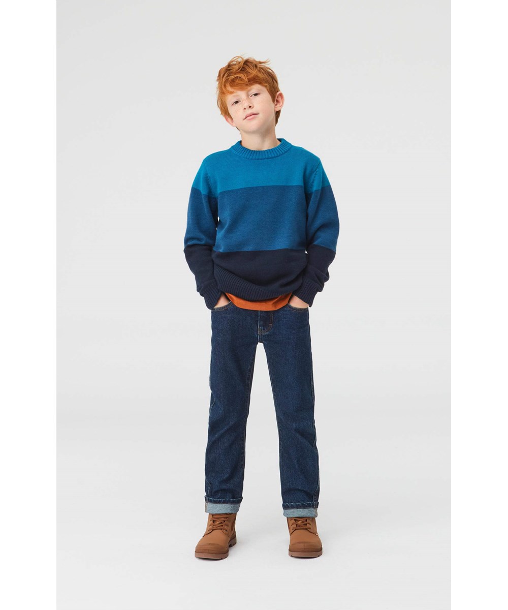 Berge - Tricolore - Blau gestreifter Strickpullover