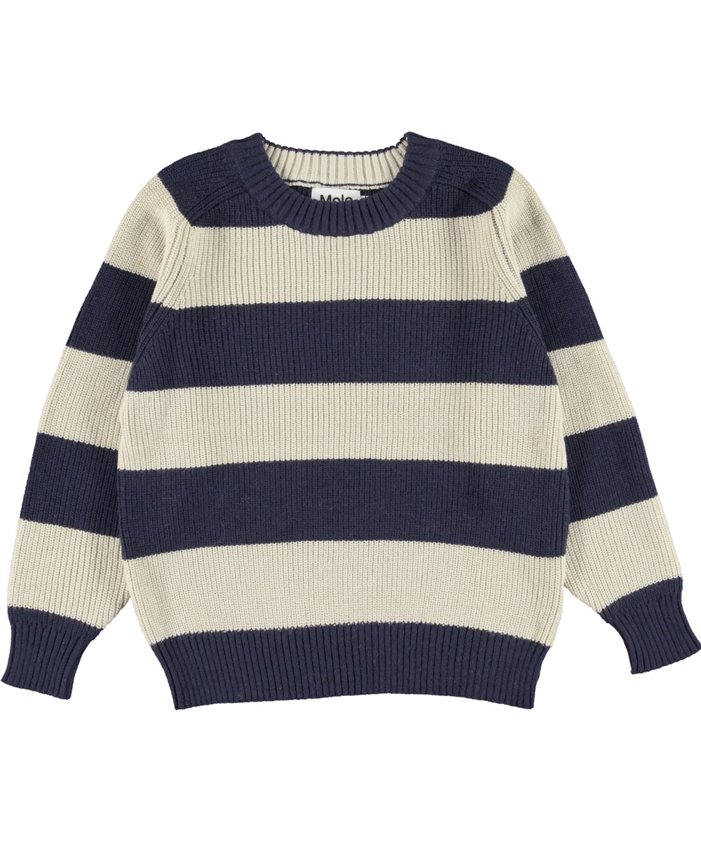 Bosse - Galaxy Stripe - Weiß-blau gestreifter Baumwollstrick