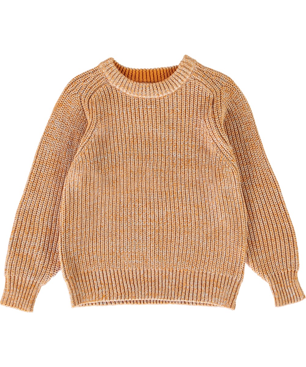 Bosse - Golden Mix - Orangefarbener Strickpullover aus Baumwolle