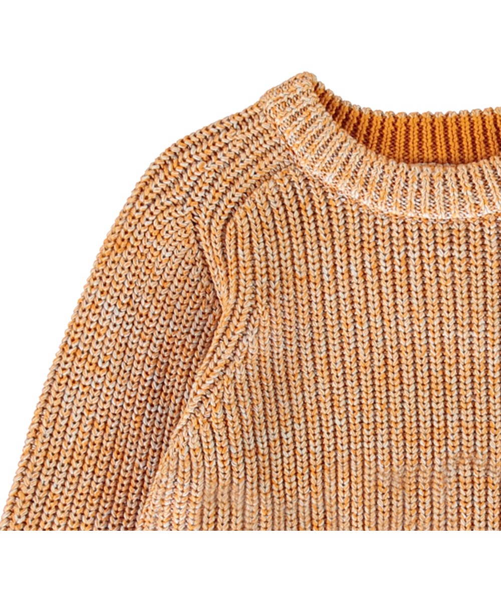 Bosse - Golden Mix - Orangefarbener Strickpullover aus Baumwolle