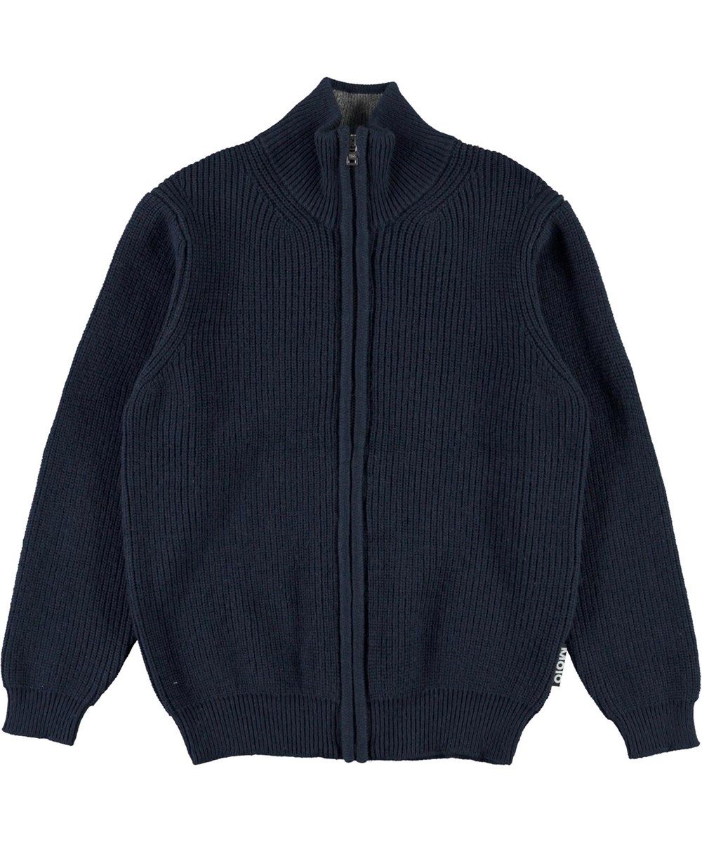 Boyd - Dark Navy - Blauer Strickpullover mit Reißverschluss