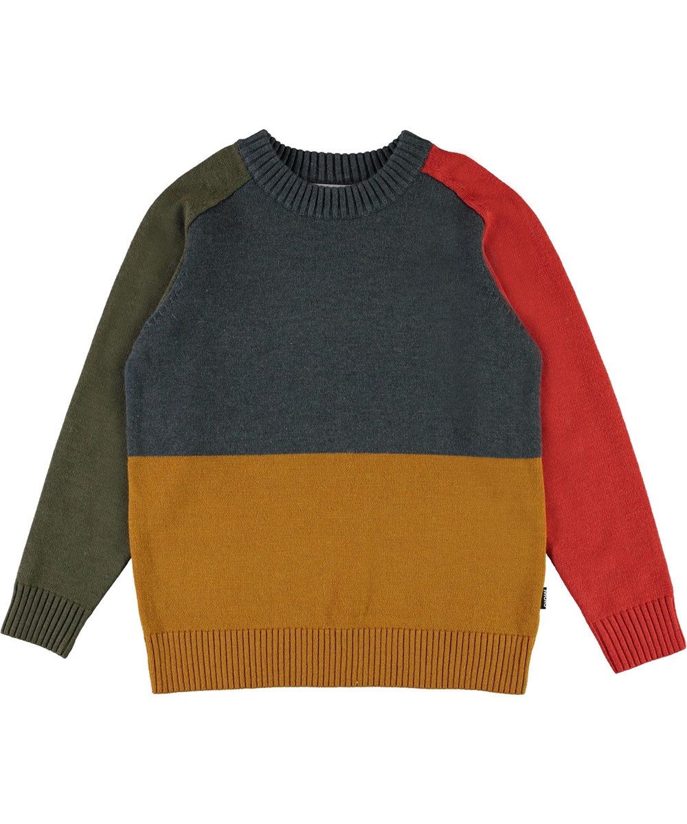 Buzz - 4 Colour - Rot, grün, gelbe und grauer Strickpullover
