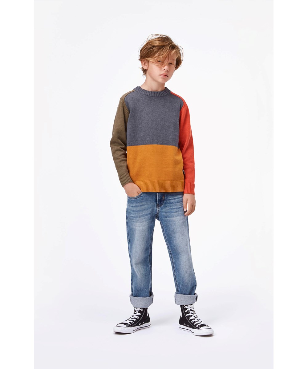 Buzz - 4 Colour - Rot, grün, gelbe und grauer Strickpullover