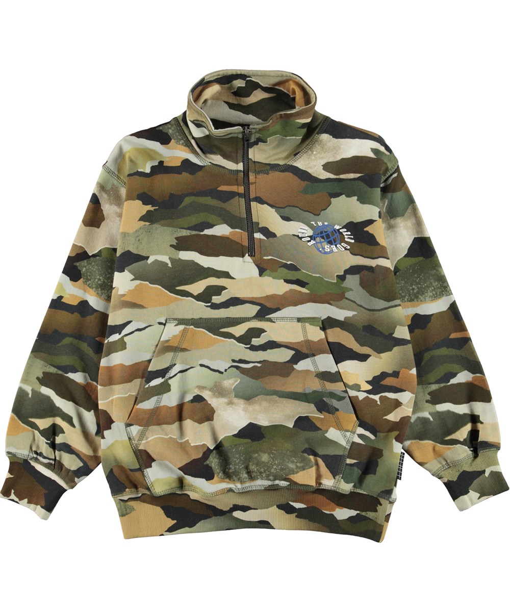 Mads - Earthy Camou - Öko-Camouflage-Sweatshirt mit Reißverschluss