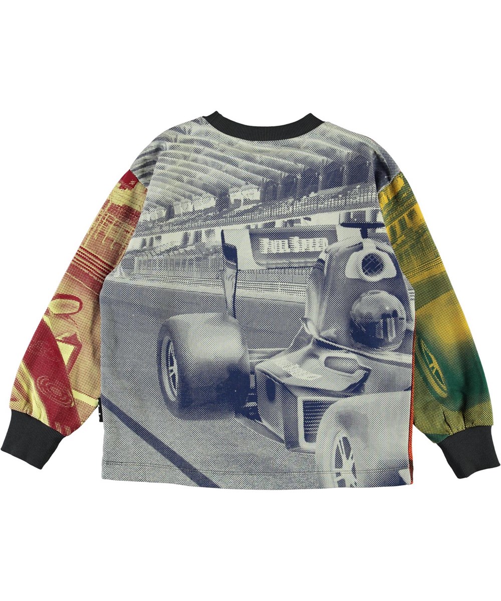 Manu - Colourful Race Car - Öko-Sweatshirt mit Rennwagen