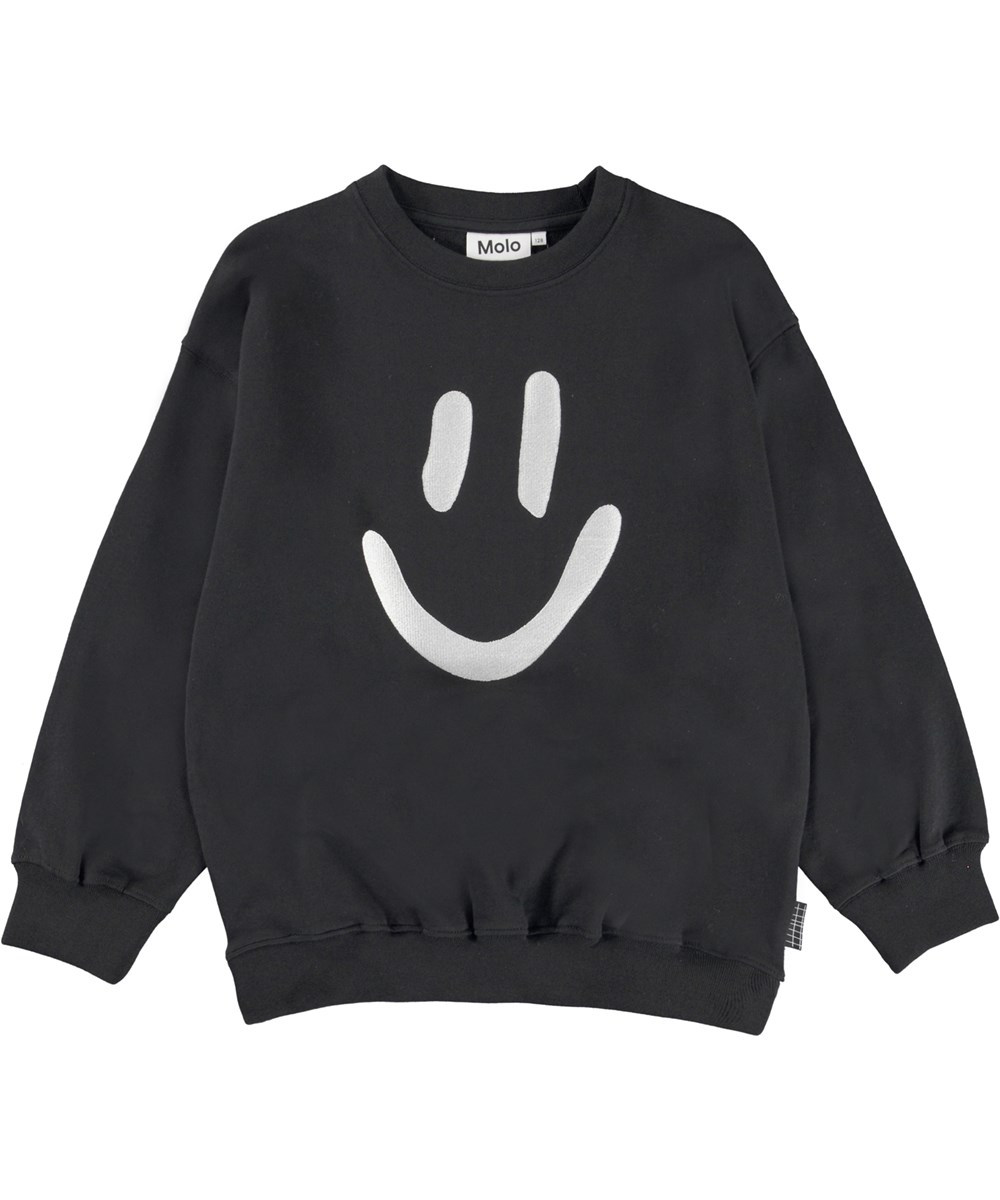 Mar - Black - Schwarzes Sweatshirt mit Smiley-Print