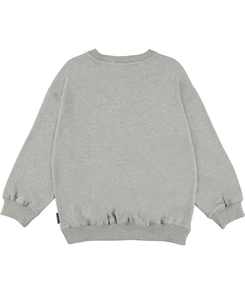Mar - Grey Melange - Graues Sweatshirt mit Peace-Handzeichen