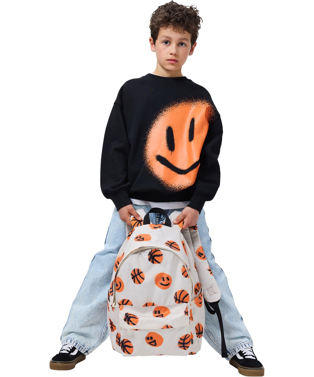 Mar - Black - Schwarzes Sweatshirt für Kinder aus Öko-Baumwolle mit Aufdruck