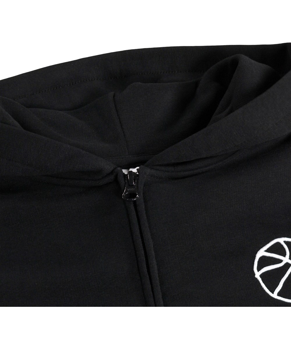 Marley - Black - Schwarzer Kapuzenpullover für Kinder aus Öko-Baumwolle mit Stickerei