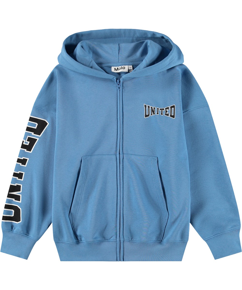 Marley - Blue Tide - Blauer Kapuzenpullover für Kinder aus Öko-Baumwolle mit Aufdruck