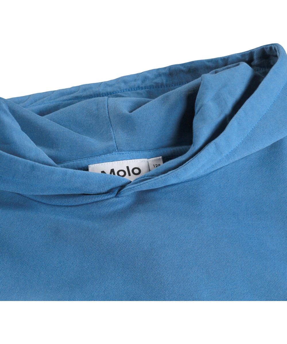 Marlo - Swell Blue - Blauer Kapuzenpullover für Kinder aus Öko-Baumwolle mit Stickerei