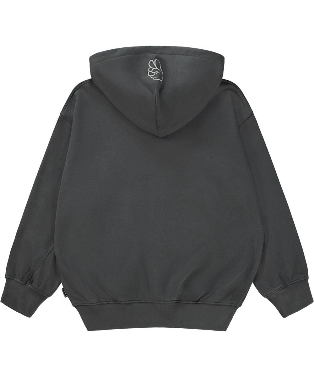 Mazz - Space Grey - Dunkelgrauer Hoodie mit Handzeichen