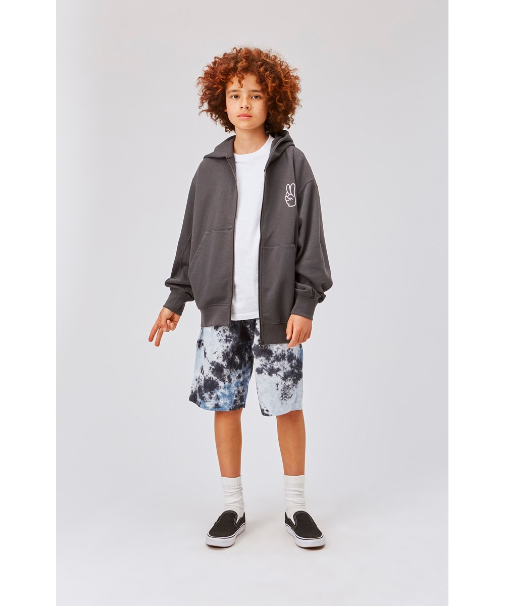 Mazz - Space Grey - Dunkelgrauer Hoodie mit Handzeichen