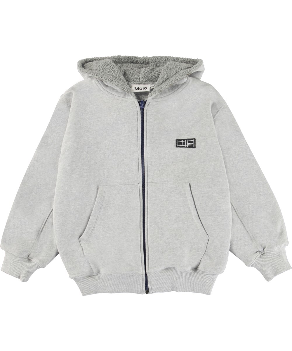 Mazzy - Grey Melange - Hellgrauer Hoodie mit Innenfutter