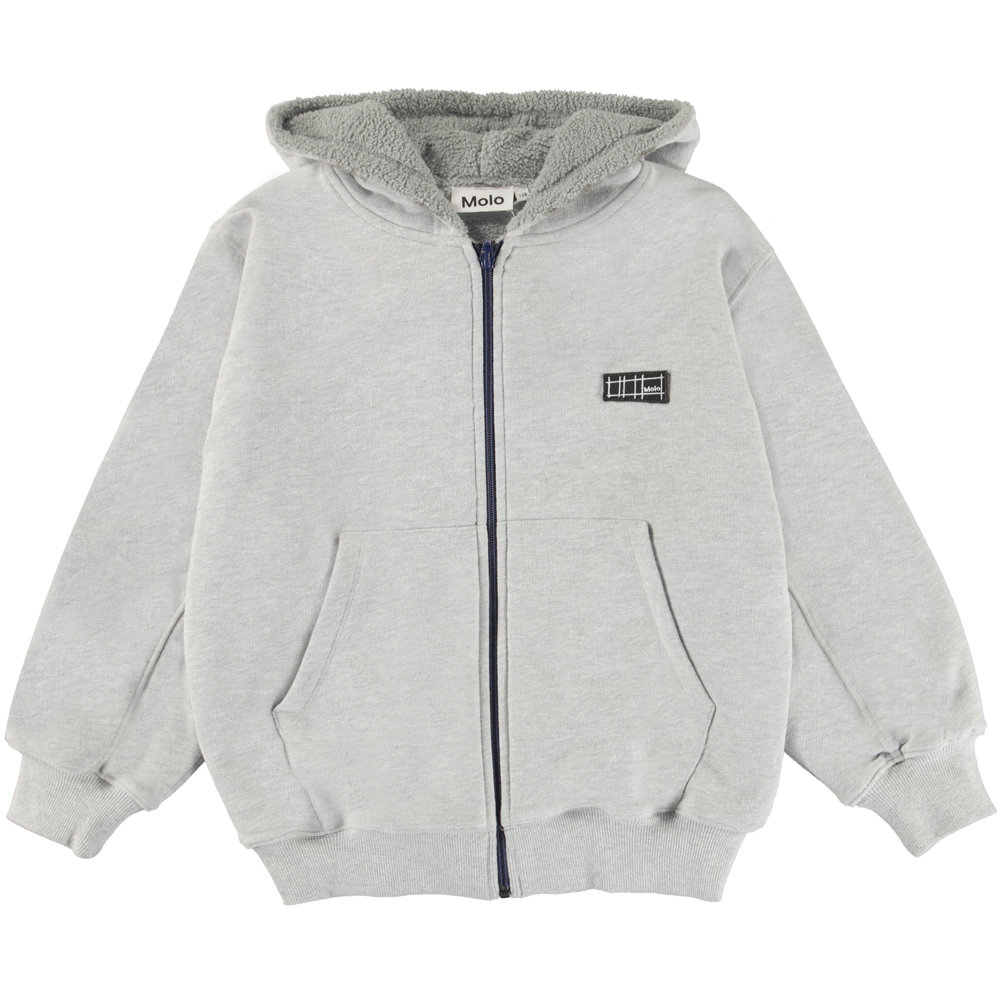 Mazzy - Grey Melange - Hellgrauer Hoodie mit Innenfutter - Molo