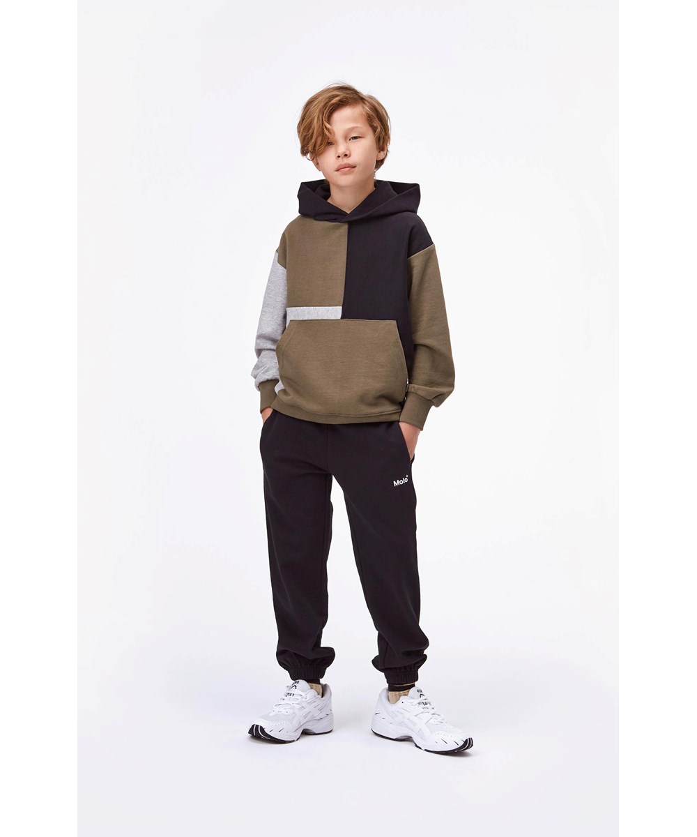 Meqo - Vegetation - Öko Hoodie in Schwarz, Grau und Grün