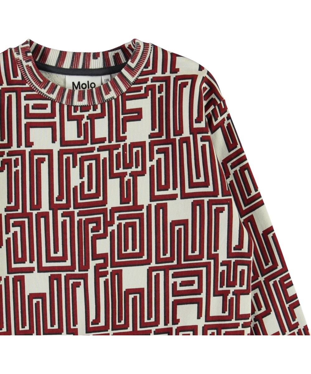 Mik - Find Your Own Way R - Öko-Sweatshirt mit rotem Labyrinthdruck