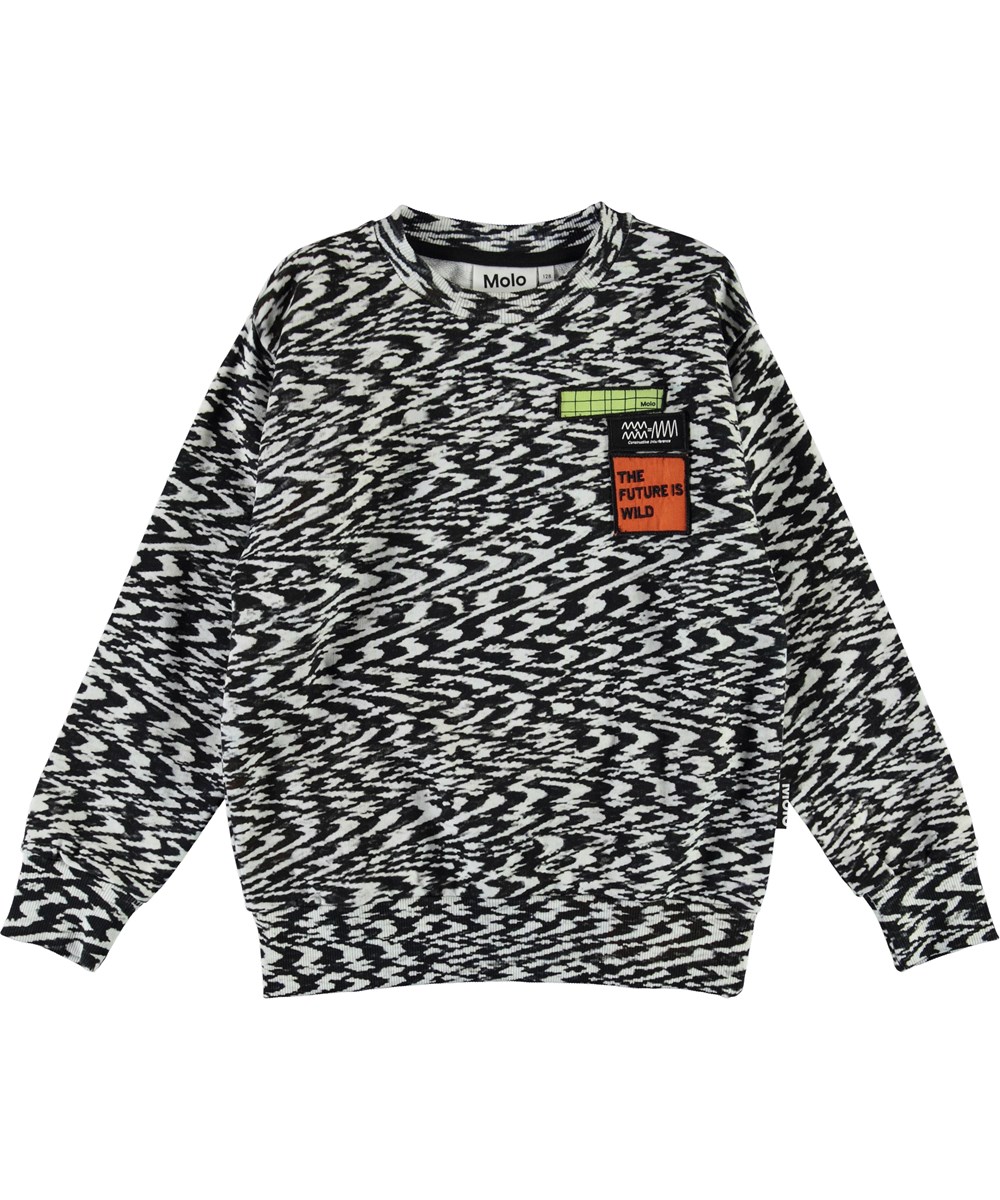 Mik - Interference - Schwarz-weißes Öko-Sweatshirt