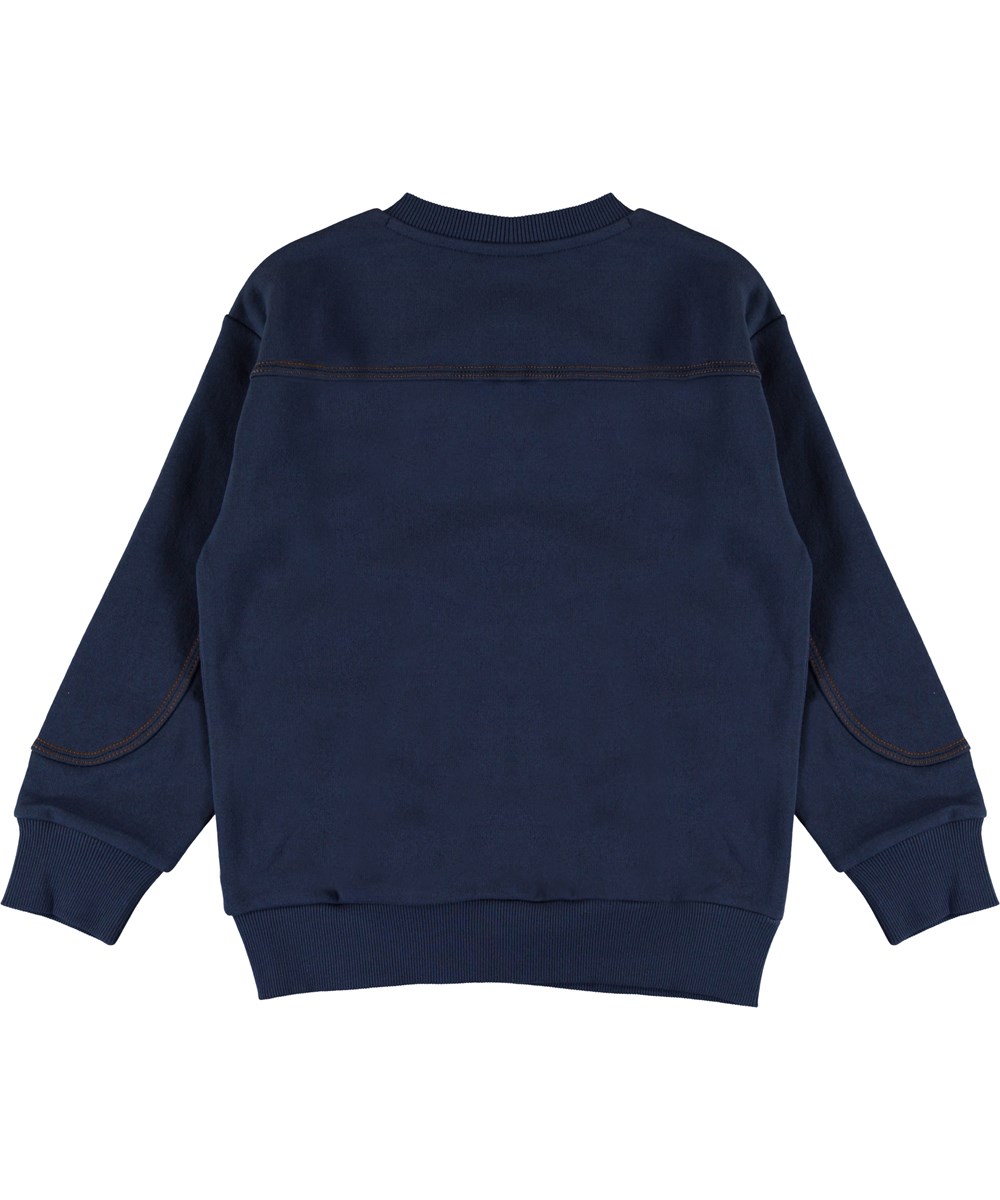 Miki - Sailor - Dunkelblaues Sweatshirt mit gelben Nähten