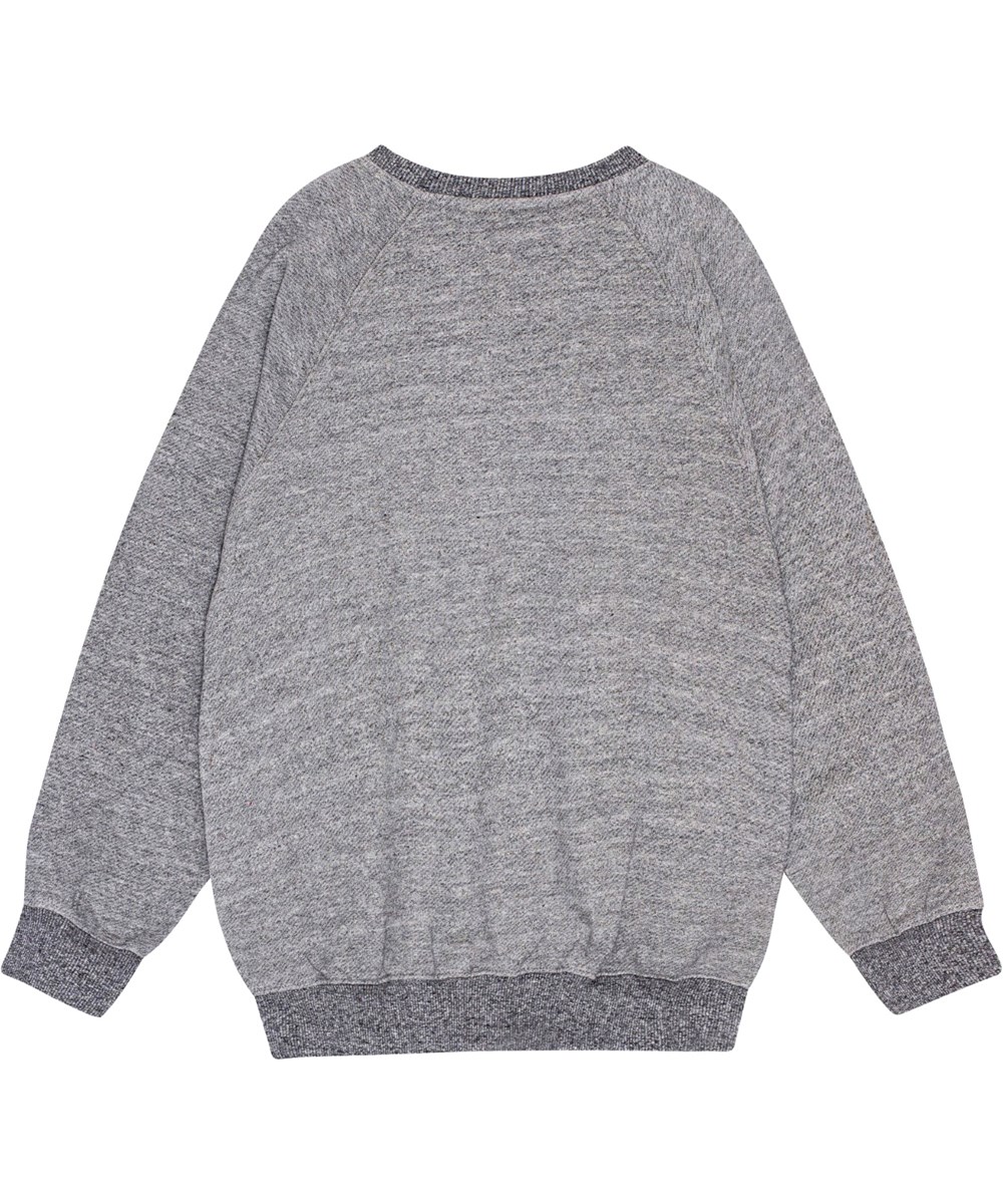 Mir - Grey Melange - Graues Melange-Sweatshirt mit leuchtend grünem Aufdruck "Everything Exists".