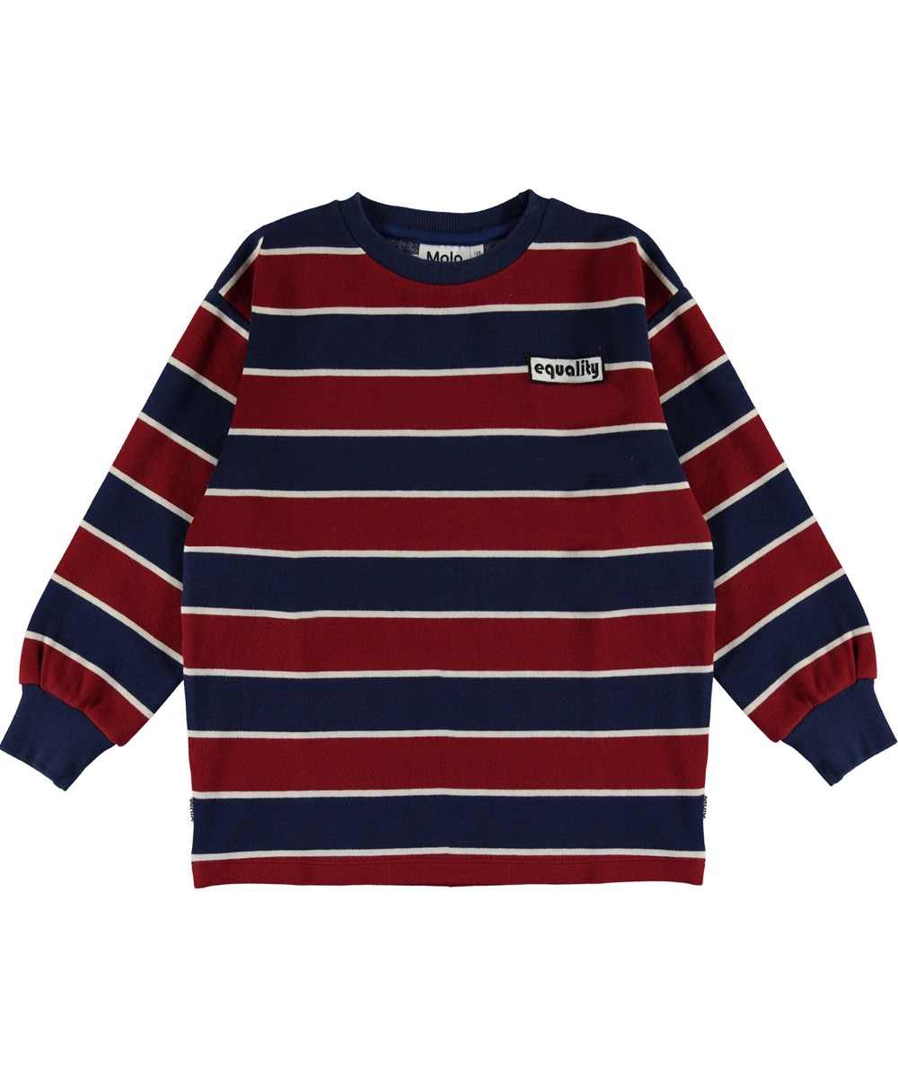 Monau - 3 Colour Stripe - 'Equality-Sweatshirt in Blau und Burgunderrot