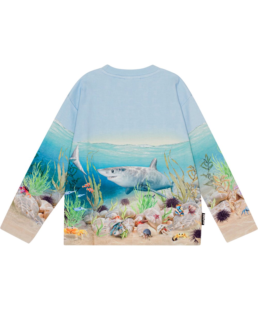 Monte - Shore Life - Blaues Öko-Sweatshirt mit Hai-Print