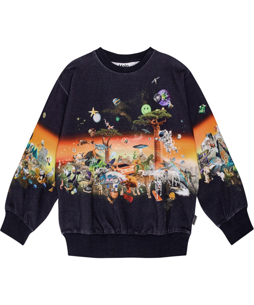 Monti - All Things - Vielfarbenes Öko-Baumwoll-Sweatshirt mit Allover-Druck.