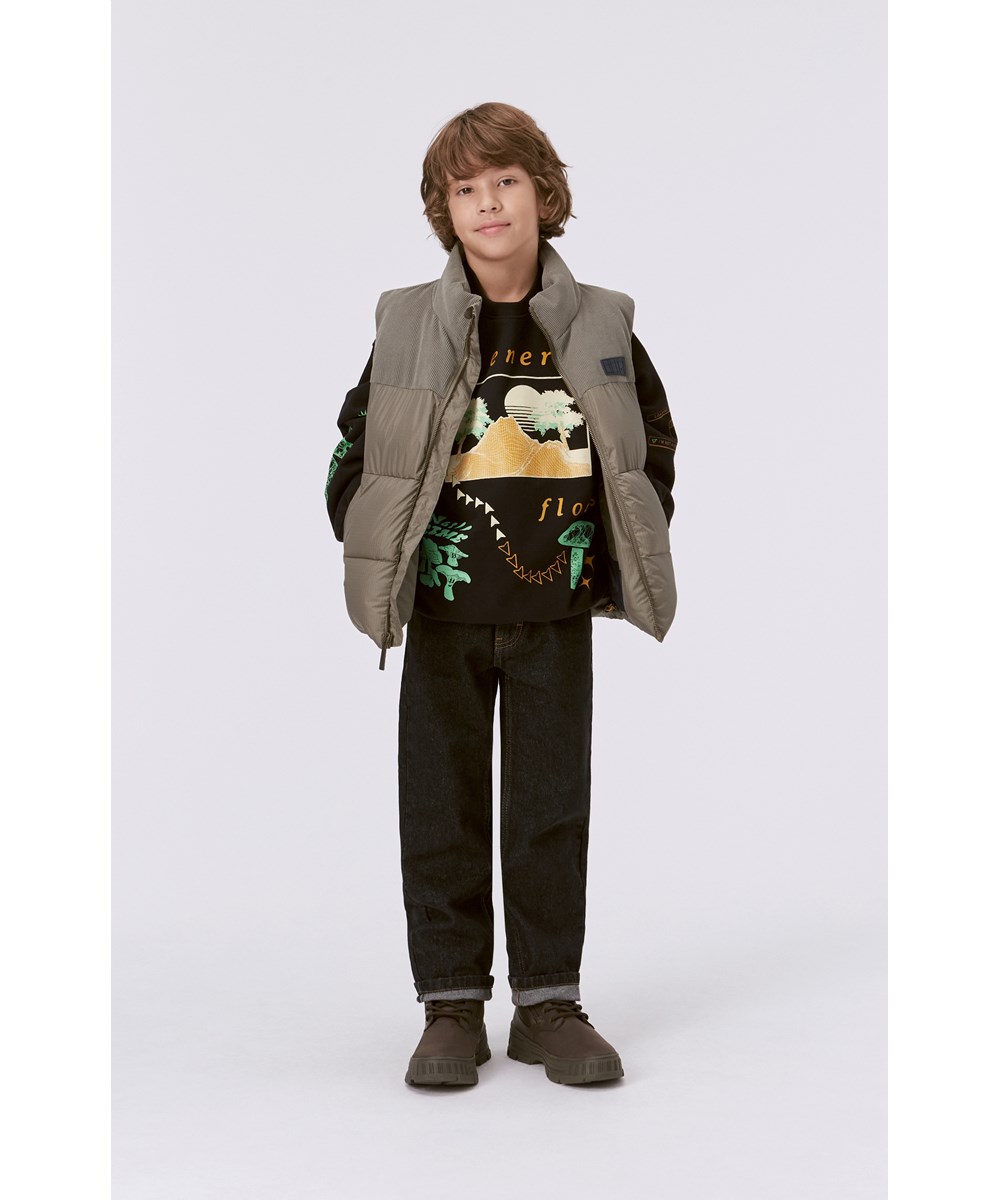 Monti - Black - Schwarzes Öko-Sweatshirt mit Grafikdruck