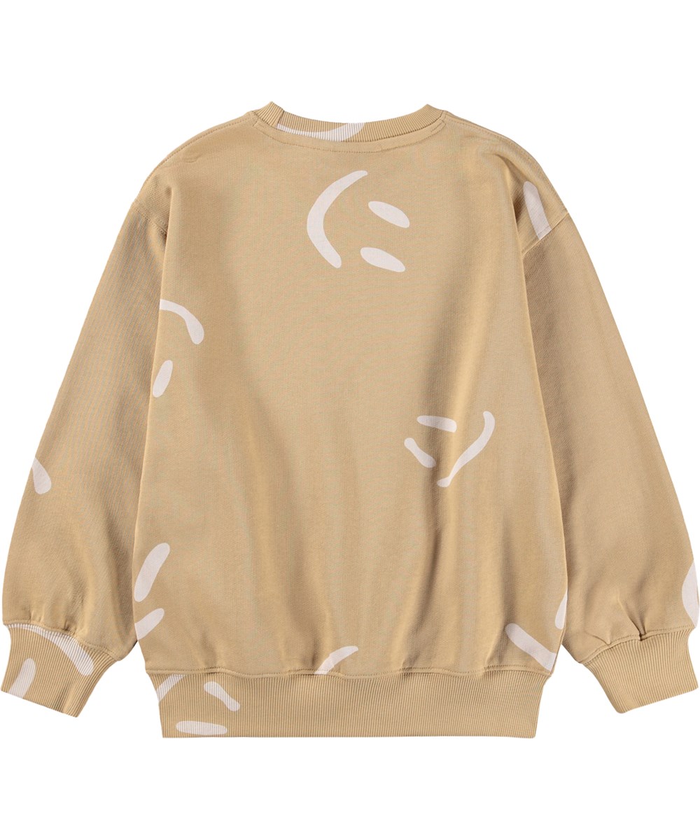 Monti - Desert Smiles - Beiger Kinderpullover aus Öko-Baumwolle mit Aufdruck