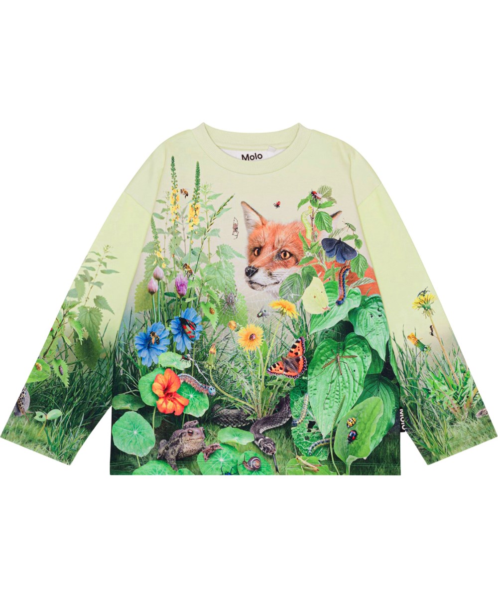 Mountoo - Wild Garden - Grünes Öko-Sweatshirt mit Naturdruck