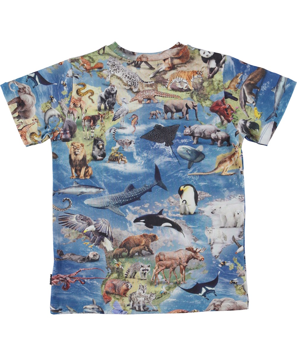 Ralphie - Amazing Earth - Blaues Öko-T-Shirt mit Tiere-Print des Planeten