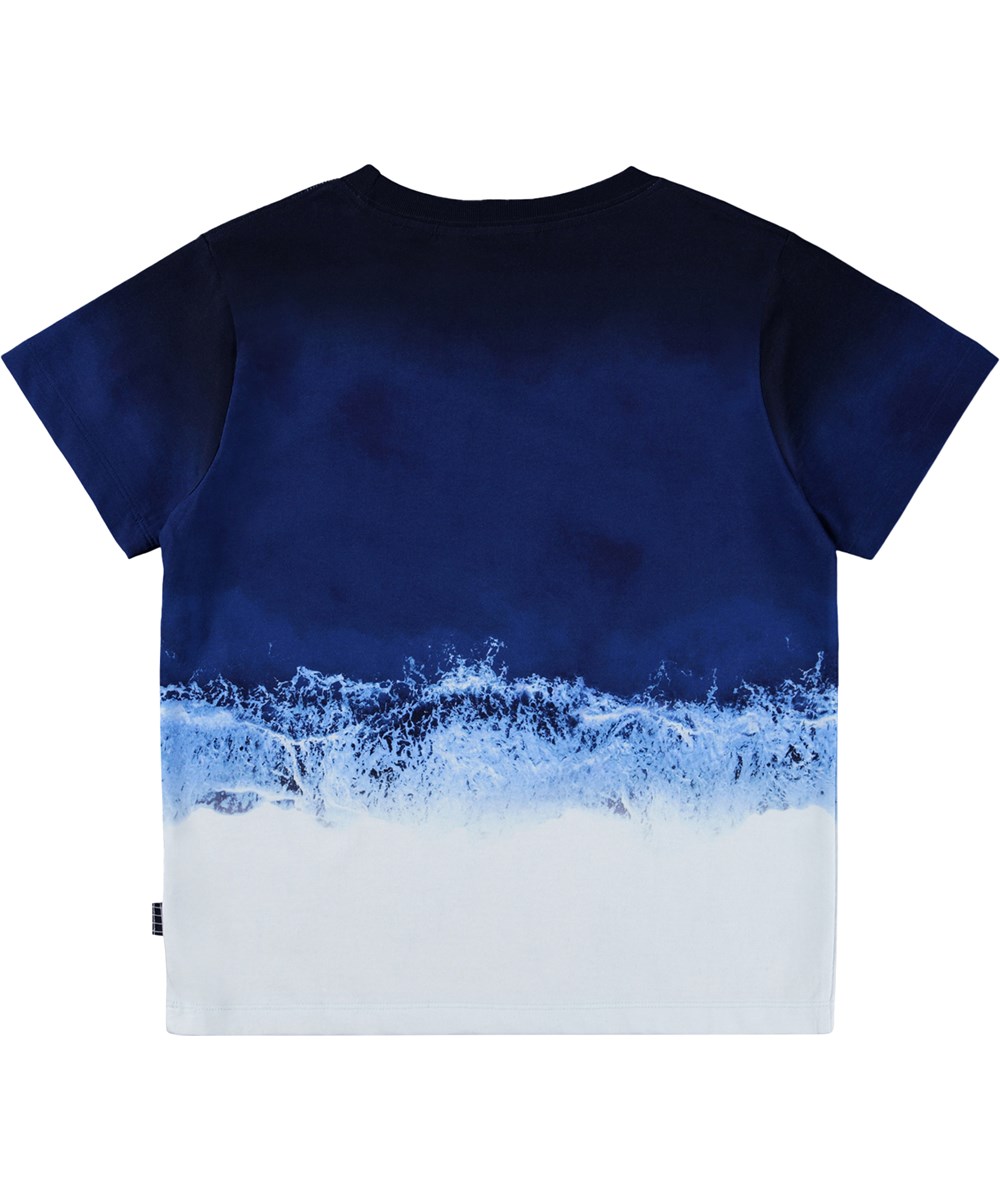Rame - Big Ocean - Blaues T-Shirt aus Bio-Baumwolle mit Aufdruck.