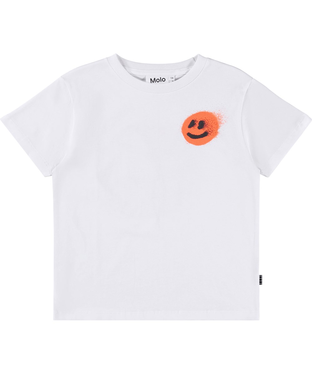 Rame - Happy Basket - Weißes T-Shirt aus Bio-Baumwolle mit Aufdruck.