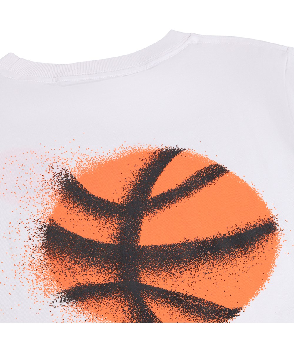 Rame - Happy Basket - Weißes T-Shirt aus Bio-Baumwolle mit Aufdruck.