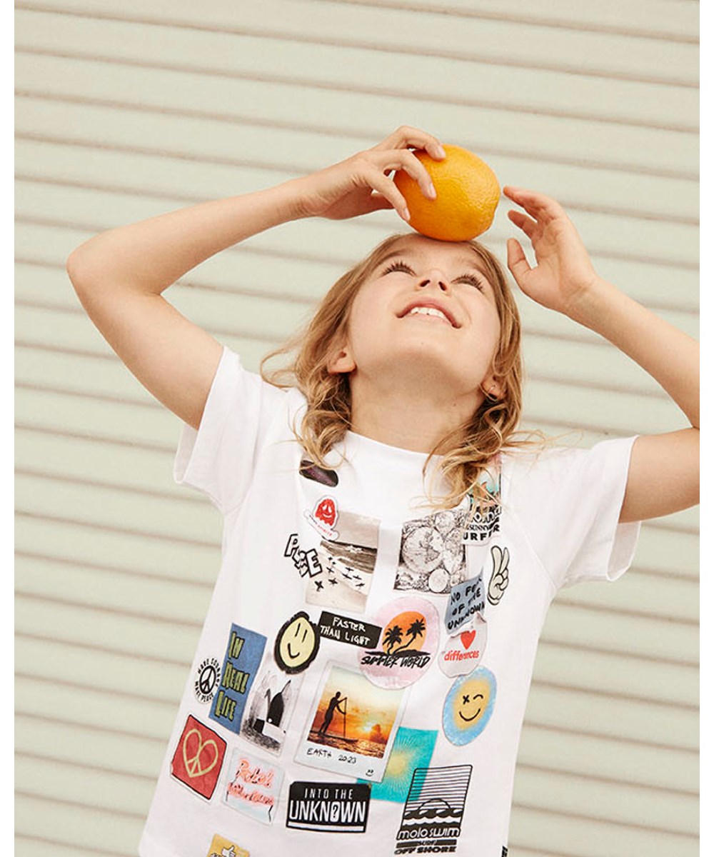 Rame - Stickers - Weißes Öko T-Shirt mit Sticker-Print