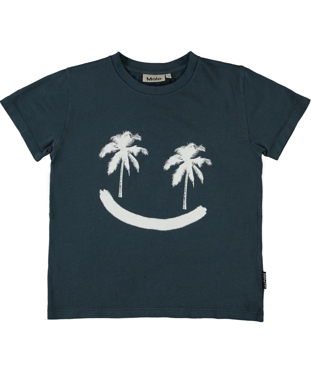 Rame - Summer Night - Dunkelblau Smiley Palmen T-Shirt