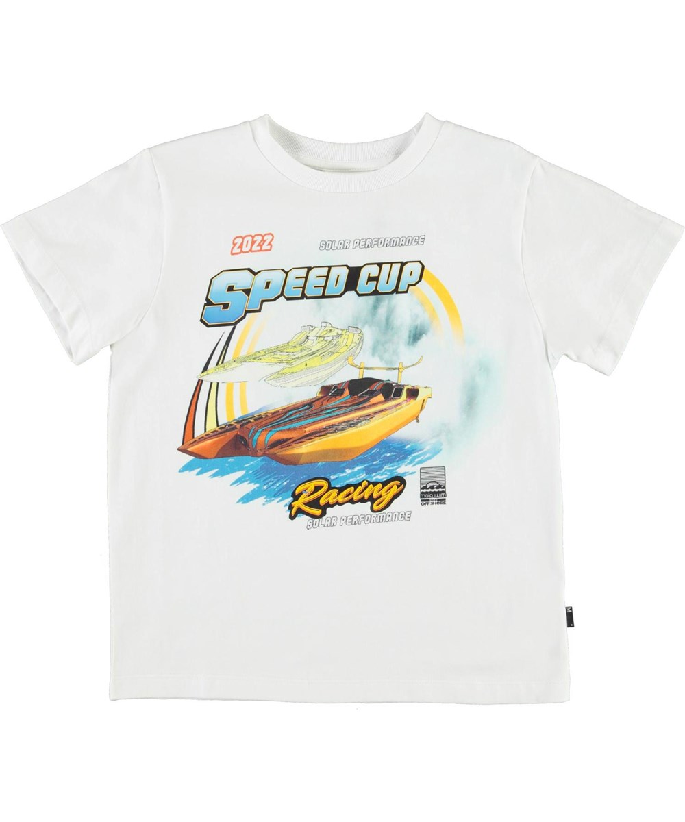Rame - Zoom In White - Öko weißes T-Shirt Schnellboot