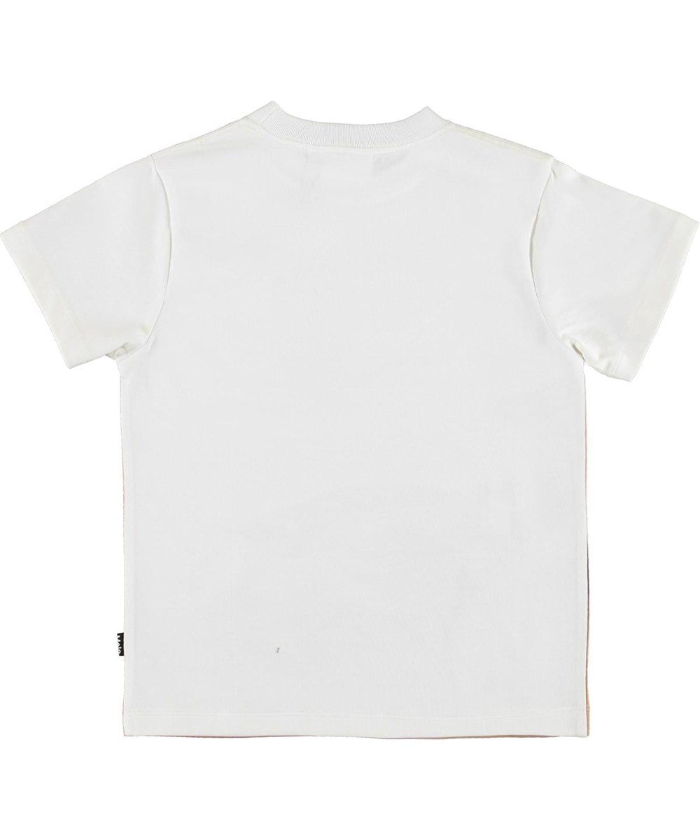 Rame - Car Race Cheetah - Weißes T-Shirt mit Rennwagen- und Gepard-Print.