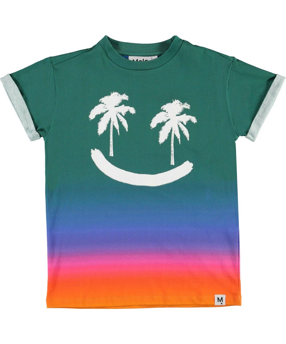 Randon - Summer Scrap - Öko-Regenbogen-T-Shirt Palmen-Smiley