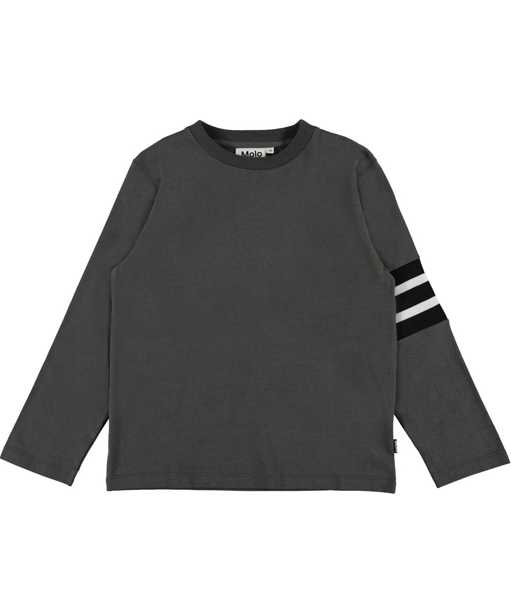 Ras - Beluga - Öko brauner Langarmpullover mit Streifen