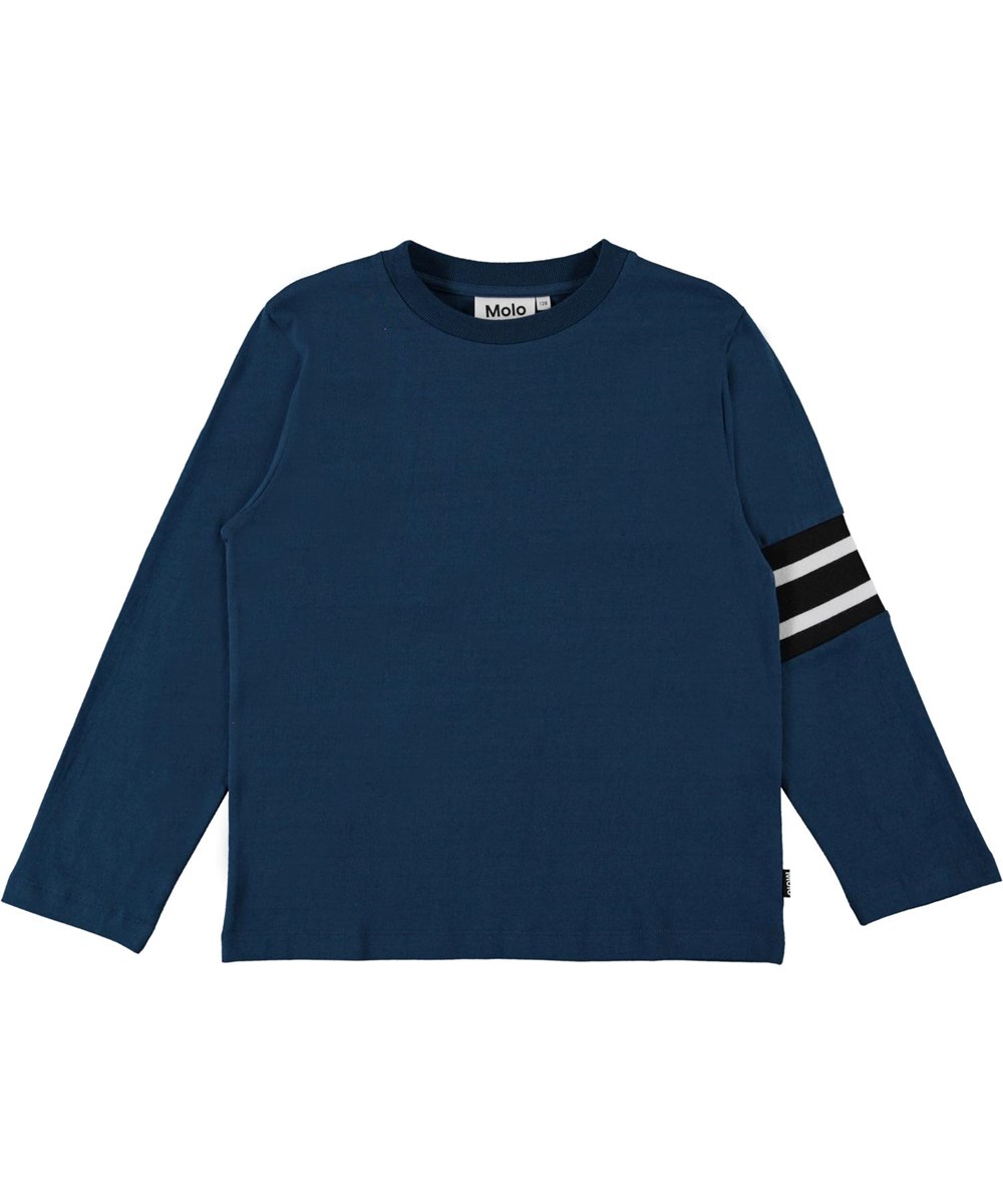 Ras - Sea - Öko blauer Langarmpullover mit Streifen