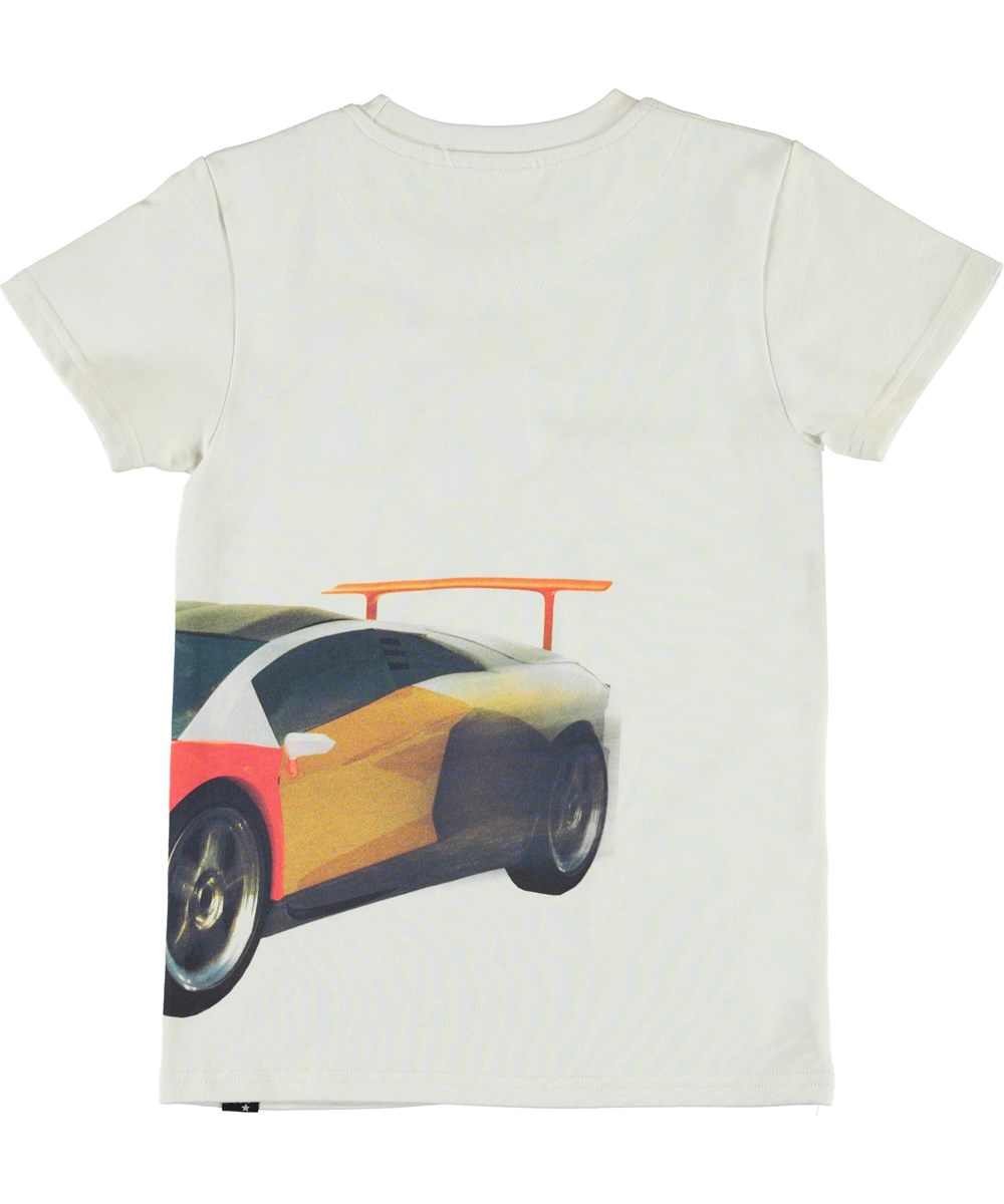 Raven - Patchwork Car Big - Weißes T-Shirt mit Auto Print