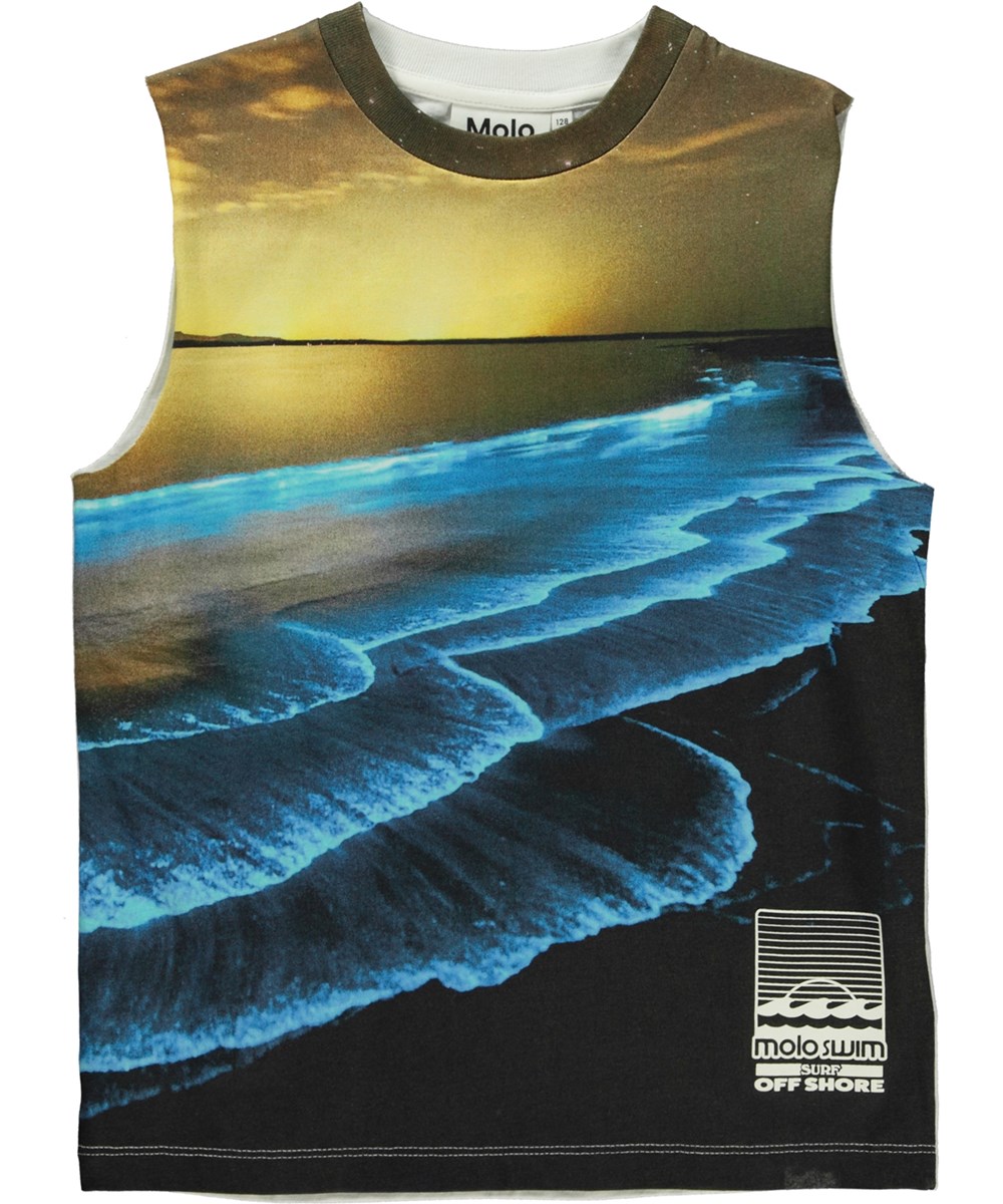 Ray - Glowing Ocean - Öko-Tanktop mit Aufdruck des Meeres und des Sonnenuntergangs