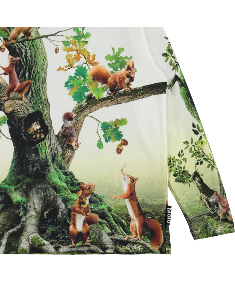Reif - Go Nuts - Öko weißer Pullover mit Eichhörnchen und Nüssen