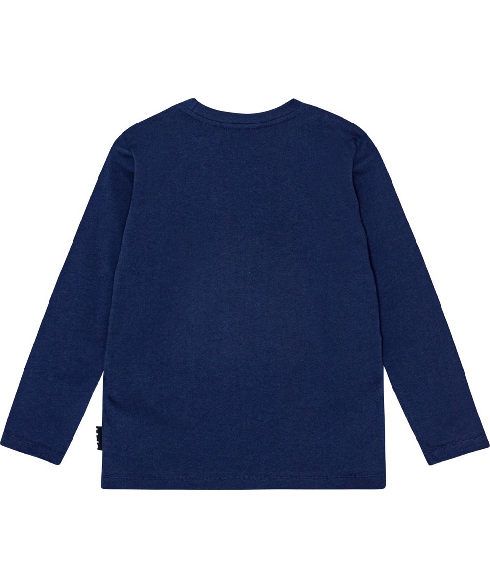 Reif - Goal Blue - Dunkelblaue langärmelige Bluse aus Öko-Baumwolle mit Fußballmuster.