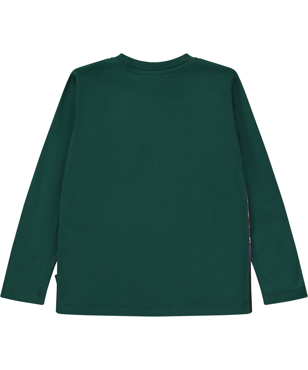 Reif - Rainbow Space - Grünes Öko Langarm T-Shirt mit UFO Frontprint