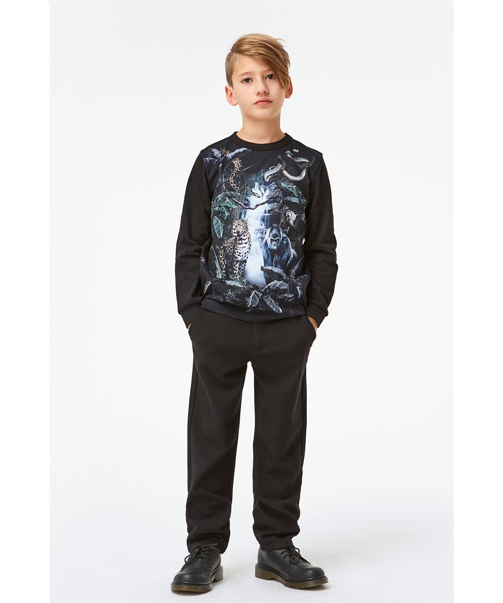 Rez - Moonlight Animals - Schwarze Öko-Bluse mit Tieren