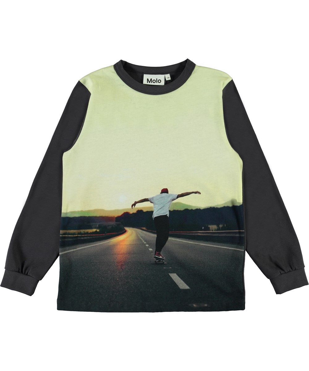 Rez - Sunset Skater - Graue Öko-Bluse mit Skater